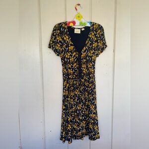 Maeve/Anthropologie 1940s-style Yellow and Black Tea Dress